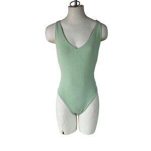 TOLUCA SWIM sz XS One Piece Flattering V-Neck Whitney Simmons‎ Matcha Green NWOT